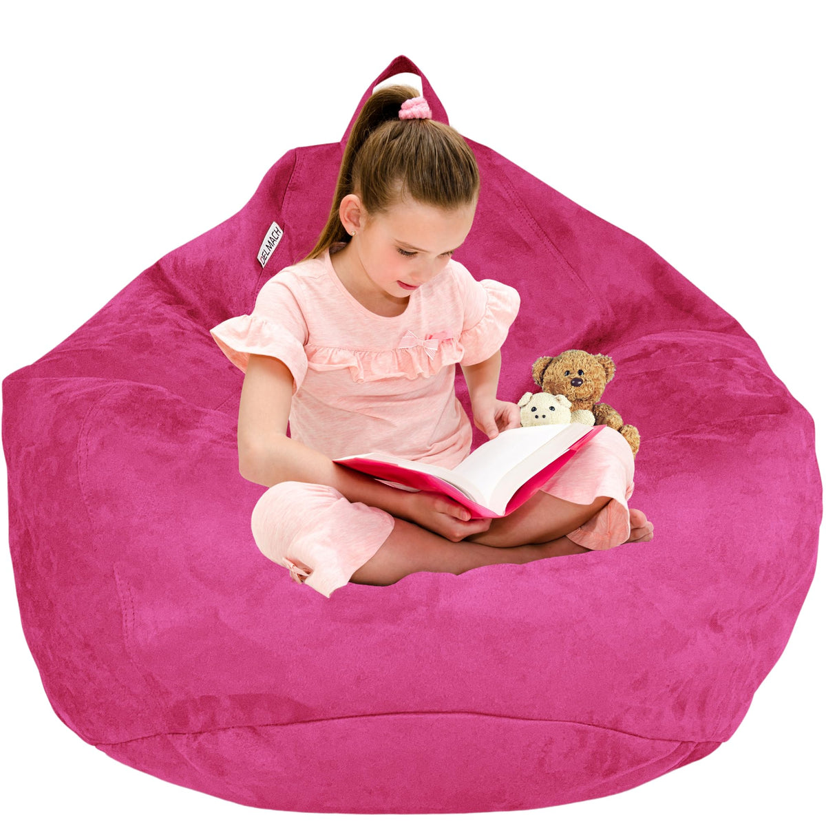 Bean Bag Stuffed Animal Storage Chair Cover (No Filler) for Kids and Adults. Extra Large Bird's Nest Beanbag Memory Foam Soft Premium (Navy Blue, 3 ft (Cover Only))