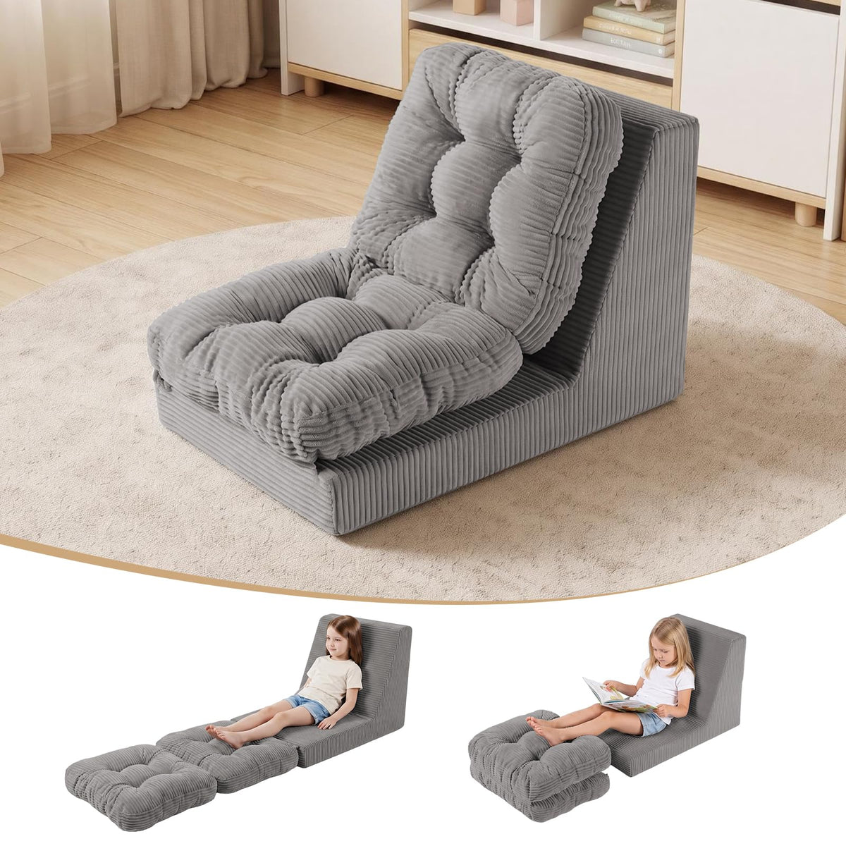 COMAX Bean Bag Chairs for Kids, 3-in-1 Foldable Kids Sofa Couch