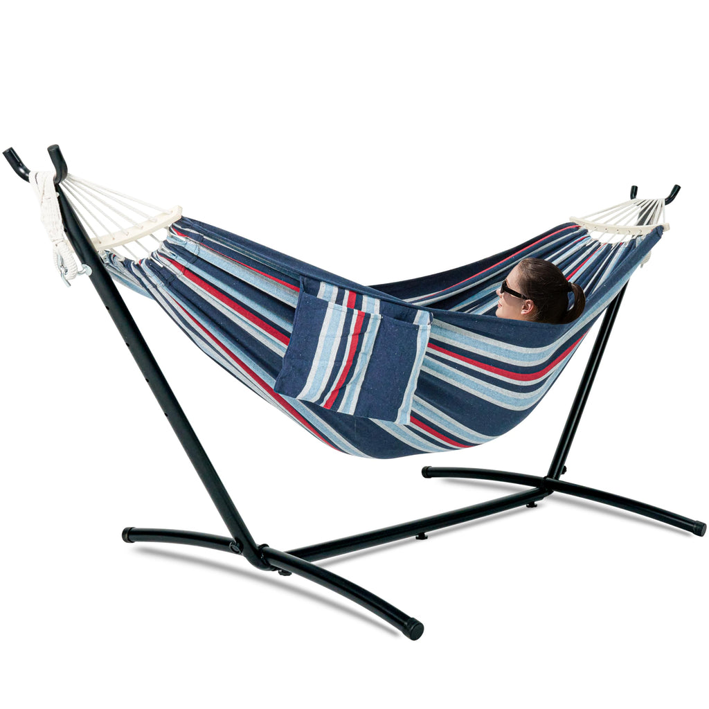 GAFETE Double Hammocks with Stand for Outside, Max 600lbs, (Classic Red)