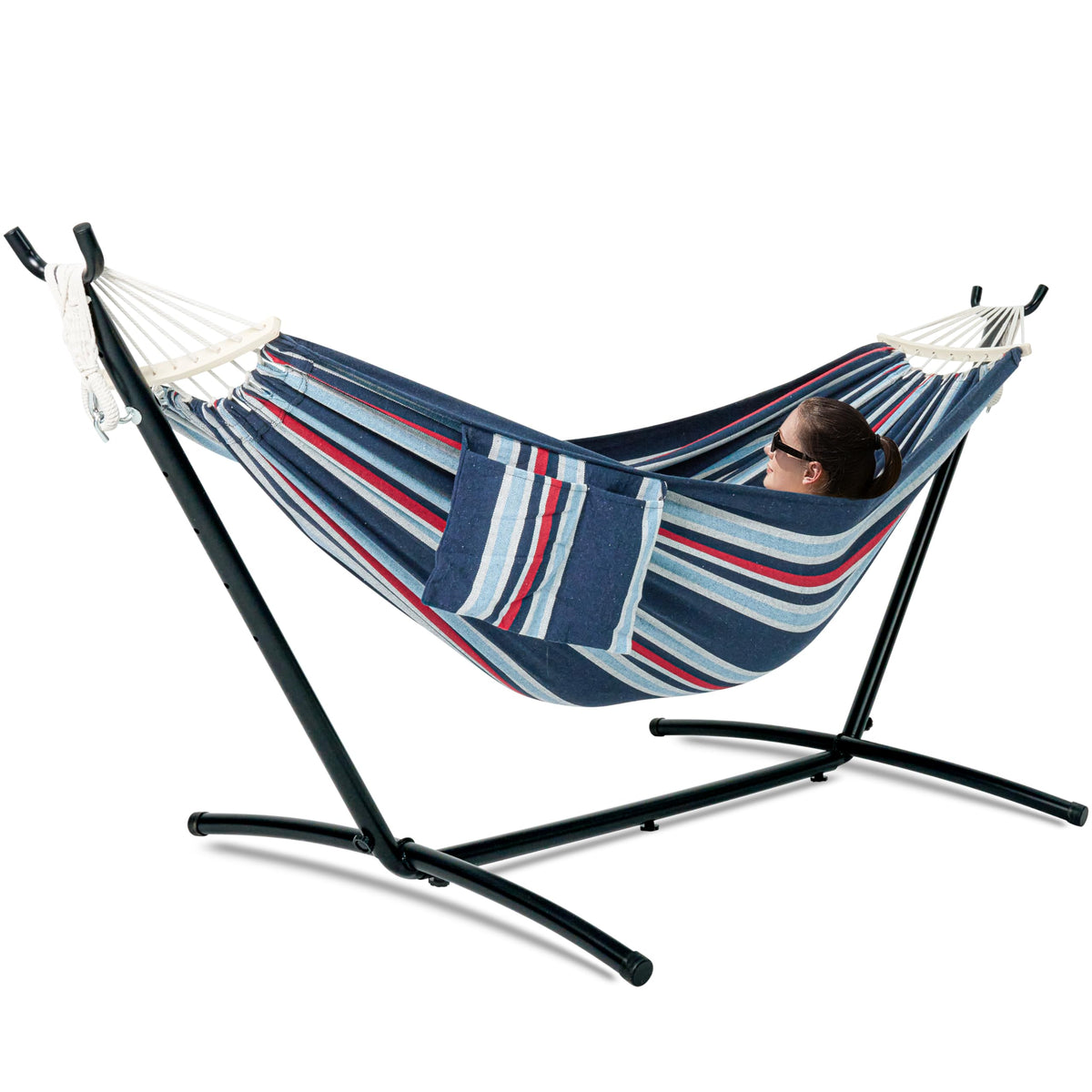 GAFETE Double Hammocks with Stand for Outside, Max 600lbs, (Classic Red)