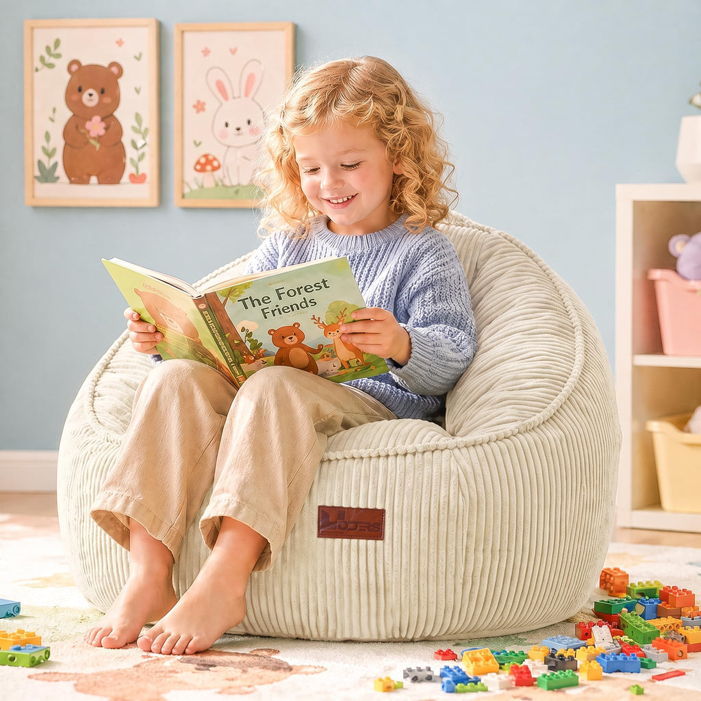 Bean Bag Chair, Cozy Fluffy Beanbag Chairs with Filler for Teens and Kids, Floor Lazy Sofa for Living Room Gaming & Reading (S-Darkgrey)