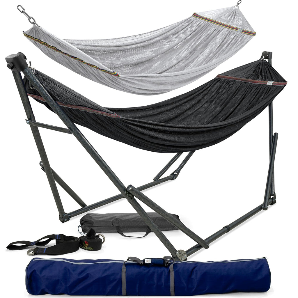Tranquillo 600lbs Double Hammock with Stand Outdoor Indoor, Camping- Aegean