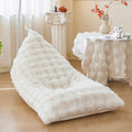 LIFEREVO Faux Rabbit Fur Stuffed Animal Bean Bag Storage (No Filler), Soft Waffle Bubble Beanbag Chair Cover for Kids Girls, Furry Floor Lounger Plush Toys Organizer for Living Room Bedroom, Beige
