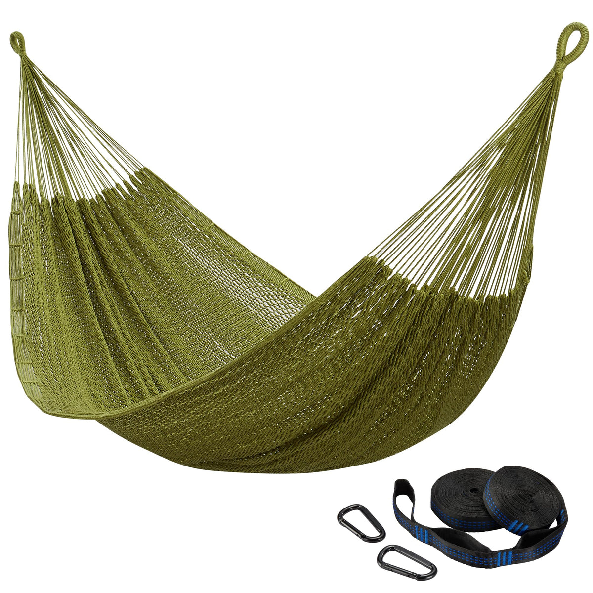 CHULIM Handwoven Mayan Hammock with 10ft Tree Straps, 550lbs Capacity Soft Rope Double Hammock, Portable Outdoor Hammock with Carry Bag for Camping Backyard Beach - Black White Stripe