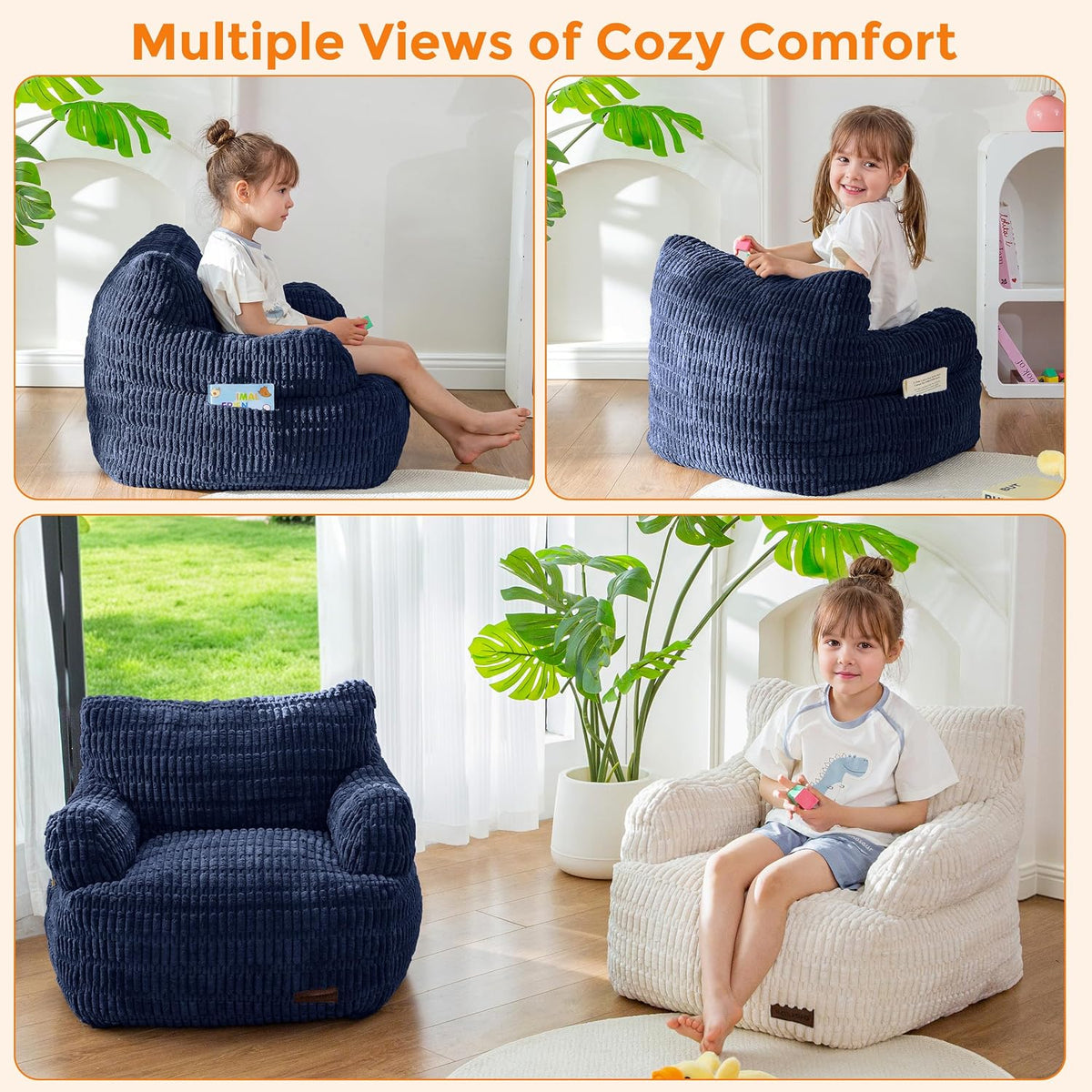 MAXYOYO Kids Bean Bag Chair, Comfy Bean Bag Sofa with Filler