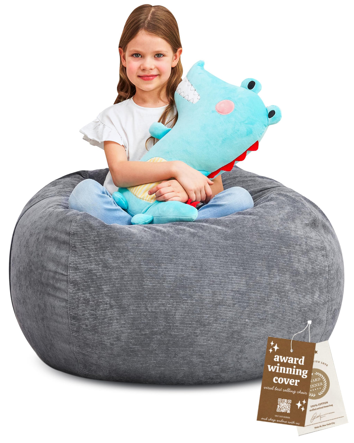 Huddle Designer Stuffed Animal Bean Bag Storage Chair Cover XL Pink