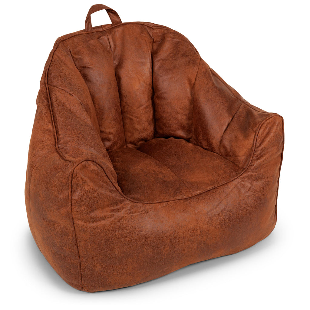 Big Joe Roma Kid's Bean Bag Chair, Oat Sherpa and Graphite, Vegan Suede, 2 Foot Lightweight Refillable Children's Seat