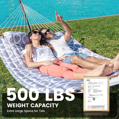 ANAGOO Double Hammock with Stand 500lbs Heavy Duty Outdoor Two Person White