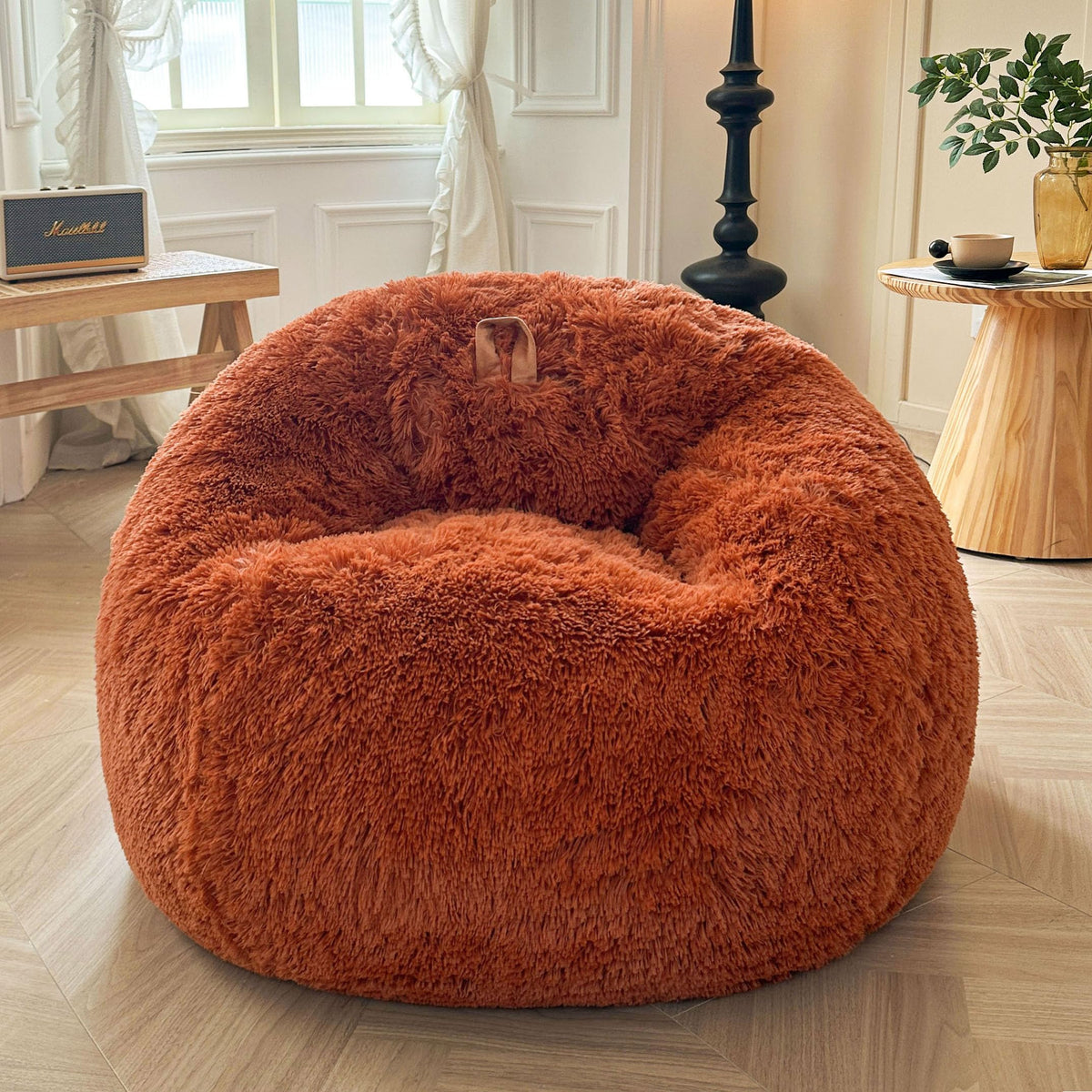 XeGe Kids Fluffy Faux Fur Bean Bag Chair Cover(No Filler), Rainbow