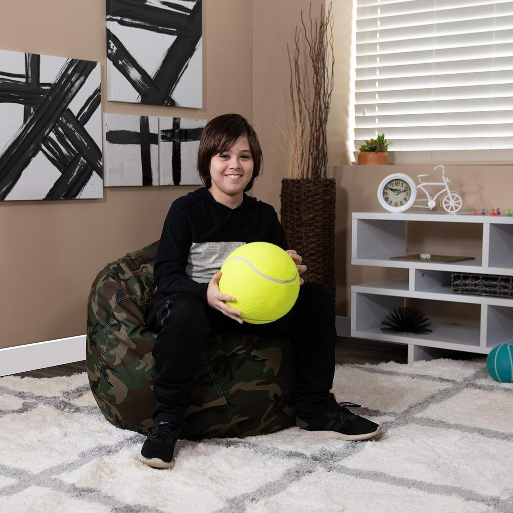 EMMA + OLIVER Gray Small Camouflage Bean Bag Chair