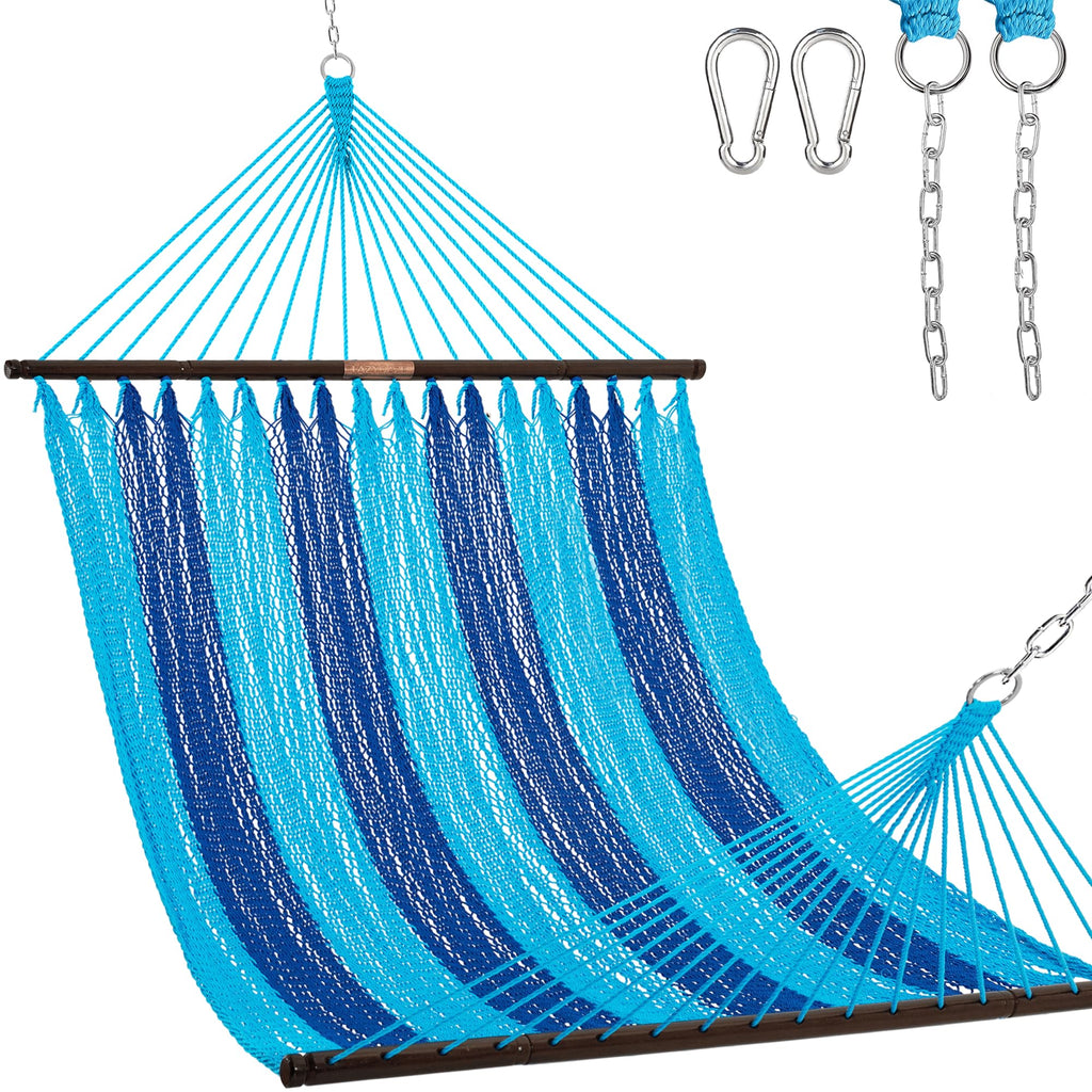 Lazy Daze 2 Person Caribbean Rope Hammock, Handwoven Double Hammock
