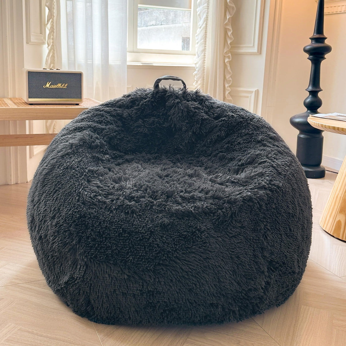 XeGe Kids Fluffy Faux Fur Bean Bag Chair Cover(No Filler), Rainbow