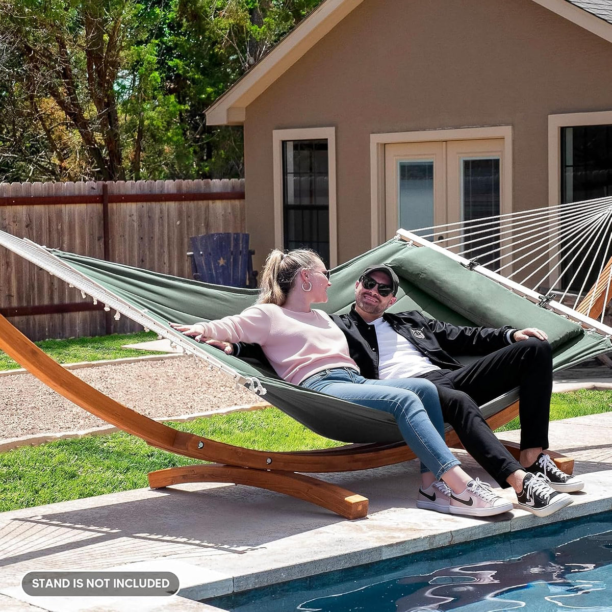 SUNCREAT Extra Large Outdoor Portable Hammock, Gray Green