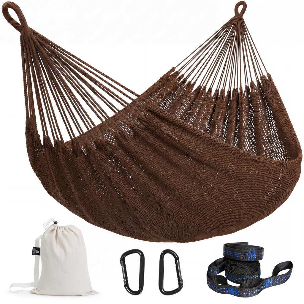SUNCREAT Hammocks Backyard Rope Hammock, Brown