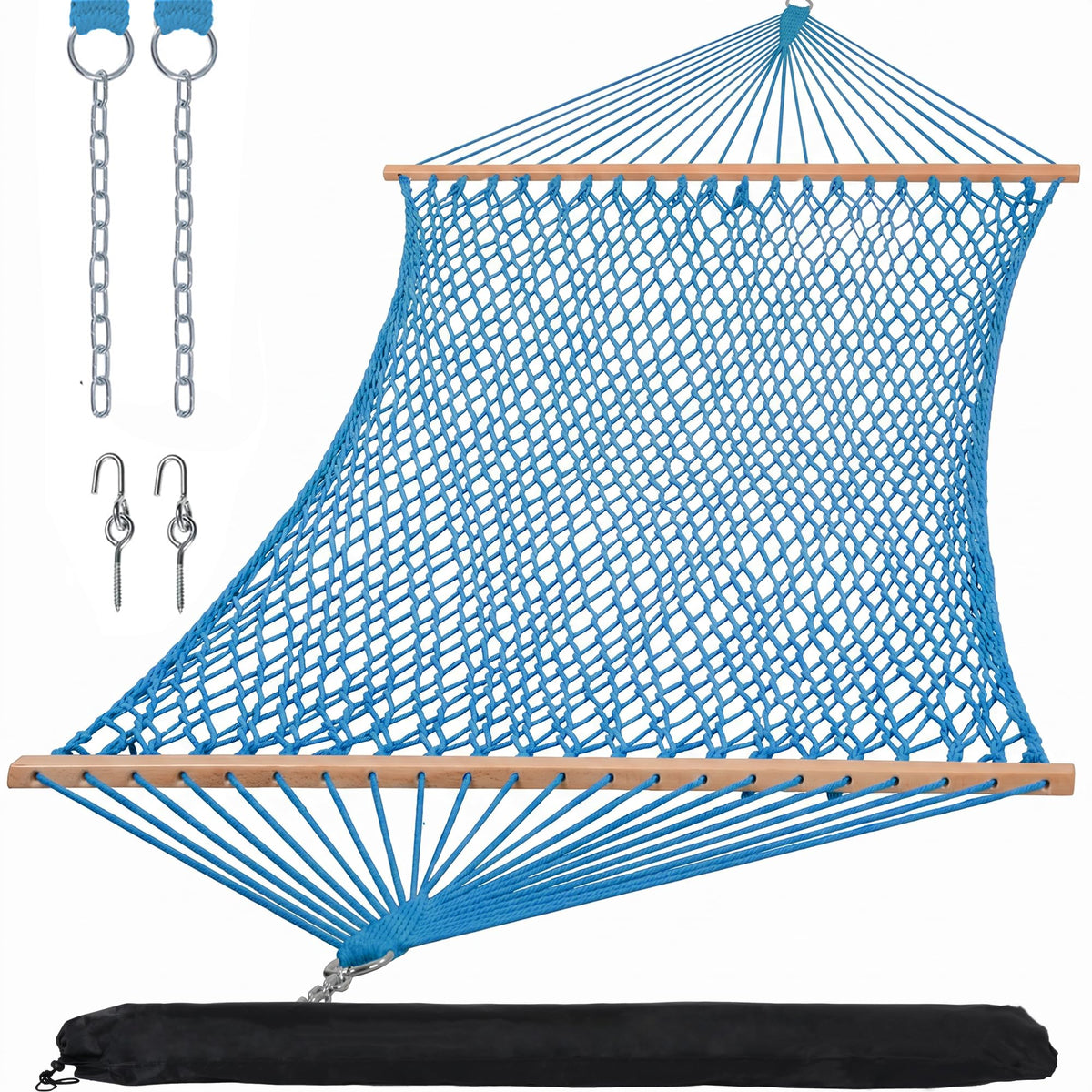 SUNCREAT Traditional Rope Double Hammock, 450 lbs Capacity, Natural