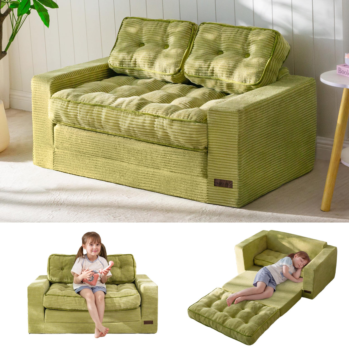 MAXYOYO Convertible Sofa Bed for Boys and Girls, Floor Kids Bean Bag Chair