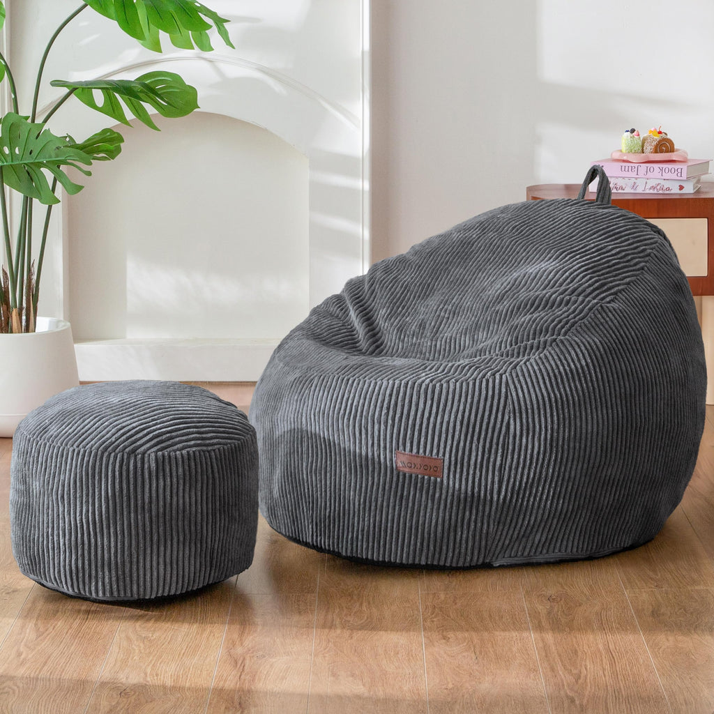 MAXYOYO Kids Bean Bag Chair with Ottoman, Handle, 31.5 x 23.6 in