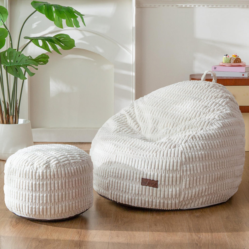 MAXYOYO Kids Bean Bag Chair with Ottoman, Handle, 31.5 x 23.6 in