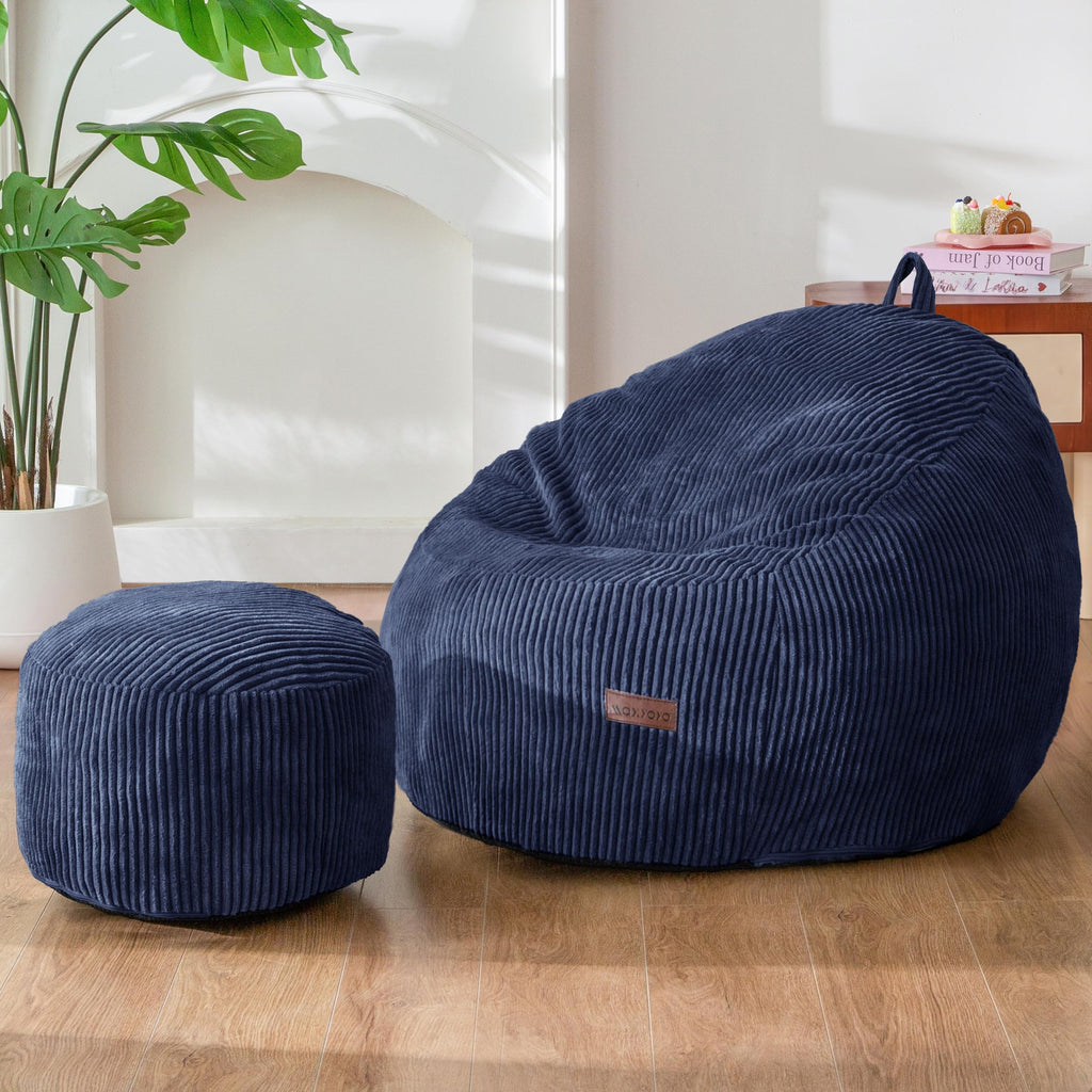 MAXYOYO Kids Bean Bag Chair with Ottoman, Handle, 31.5 x 23.6 in