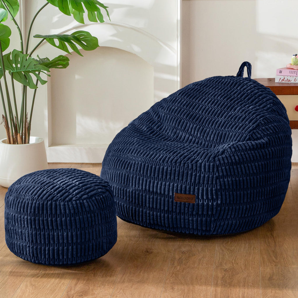 MAXYOYO Kids Bean Bag Chair with Ottoman, Handle, 31.5 x 23.6 in
