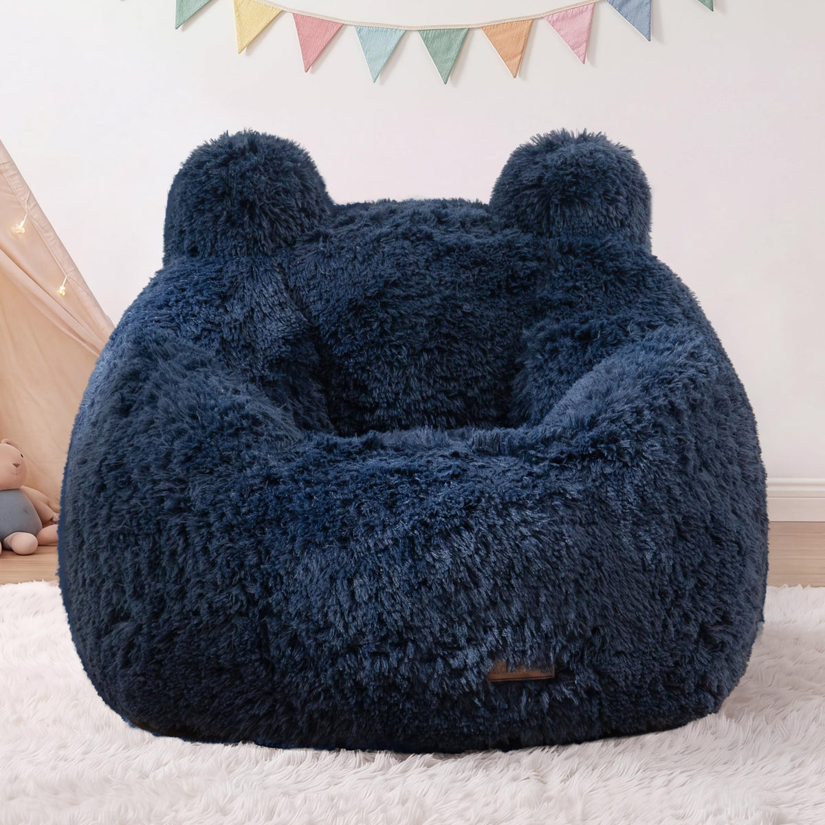 MAXYOYO Kids Bean Bag Chair, Cute Design Kids Floor Lounge Sofa, Black