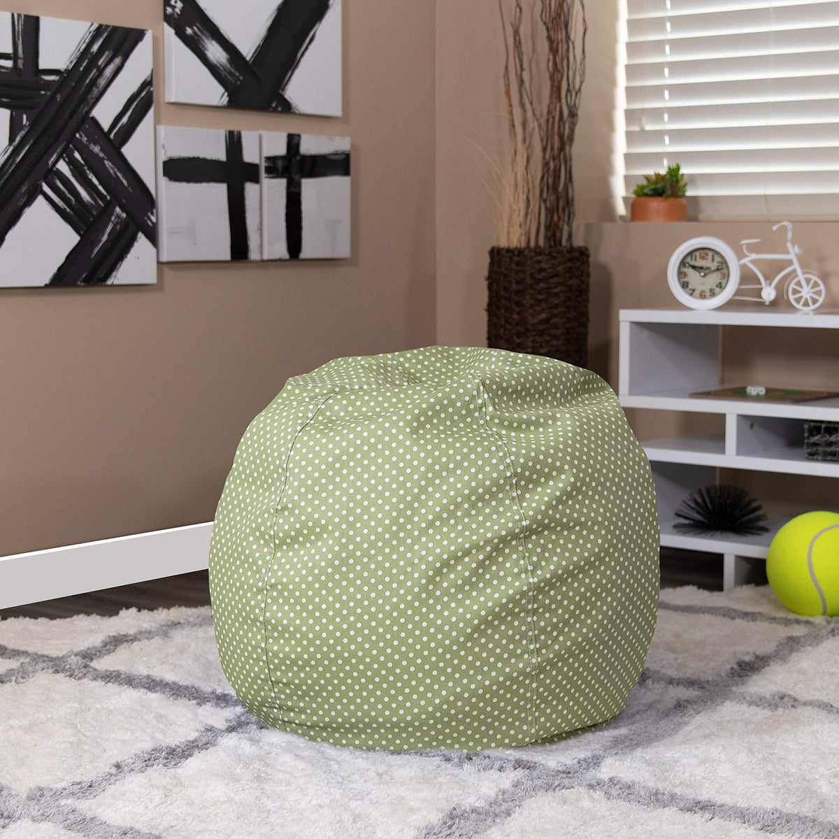 BizChair Small Lavender Dot Refillable Bean Bag Chair for Kids and Teens