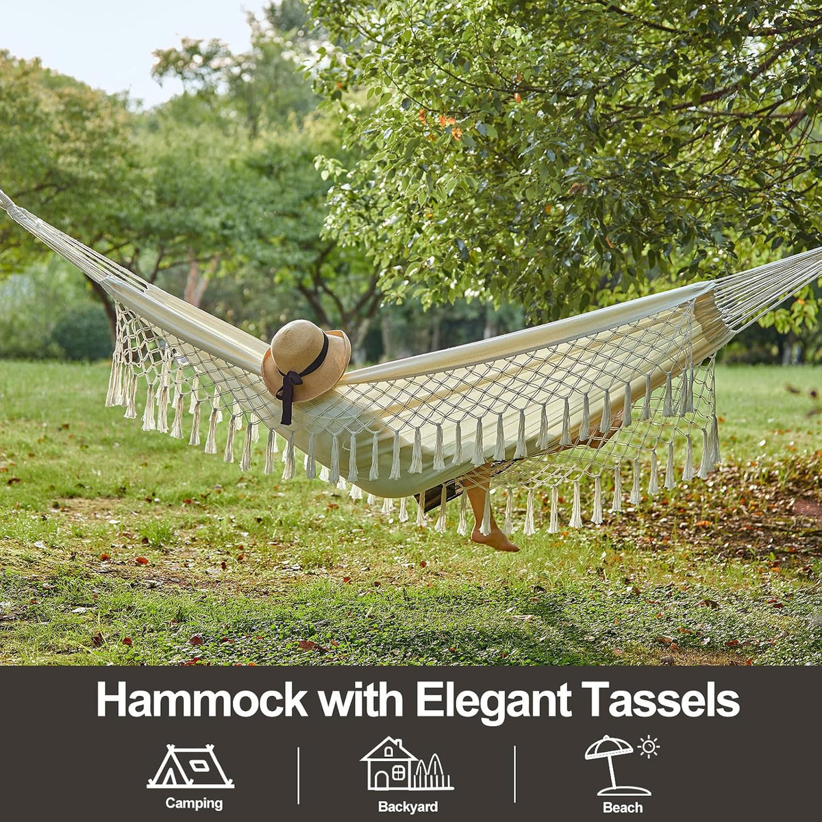 Brazilian Double Hammock with Tree Straps, Extra Large, 450 lbs Capacity