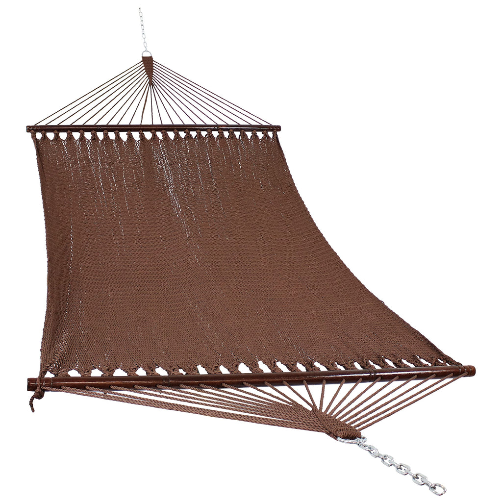 Sunnydaze 75" x 55" Bed, Heavy-Duty Double Rope Hammock for Outside, Red