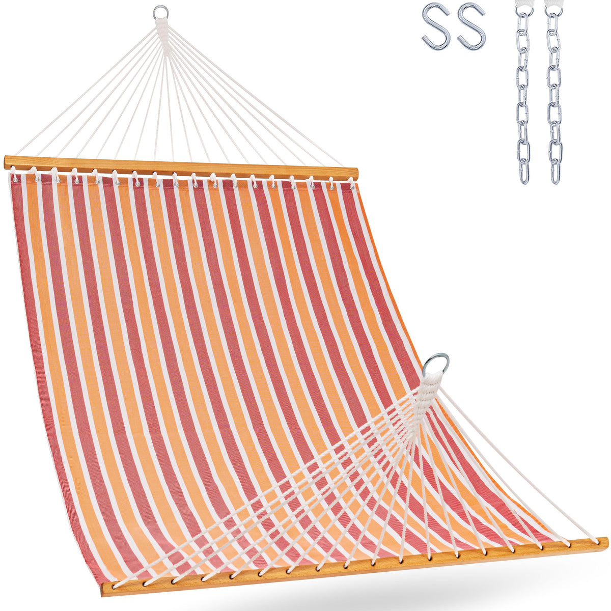 Lazy Daze Double Textliene Quick Dry Hammock with Spreader Bar for Outdoor