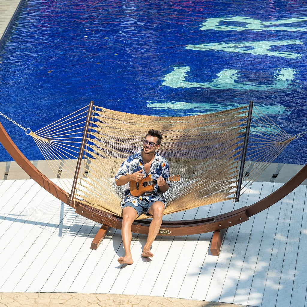 Lazy Daze 2 Person Caribbean Rope Hammock, Handwoven Double Hammock