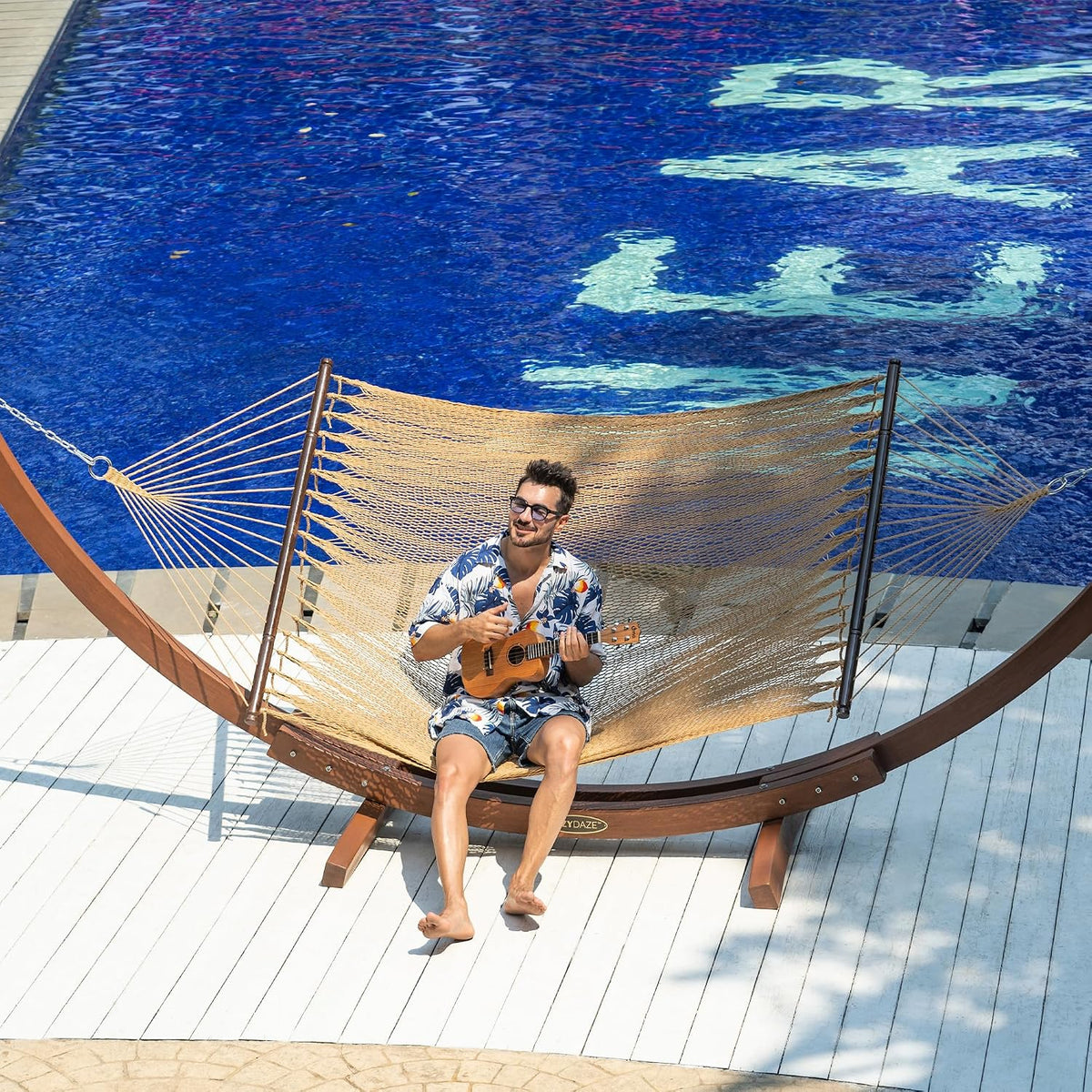 Lazy Daze 2 Person Caribbean Rope Hammock, Handwoven Double Hammock