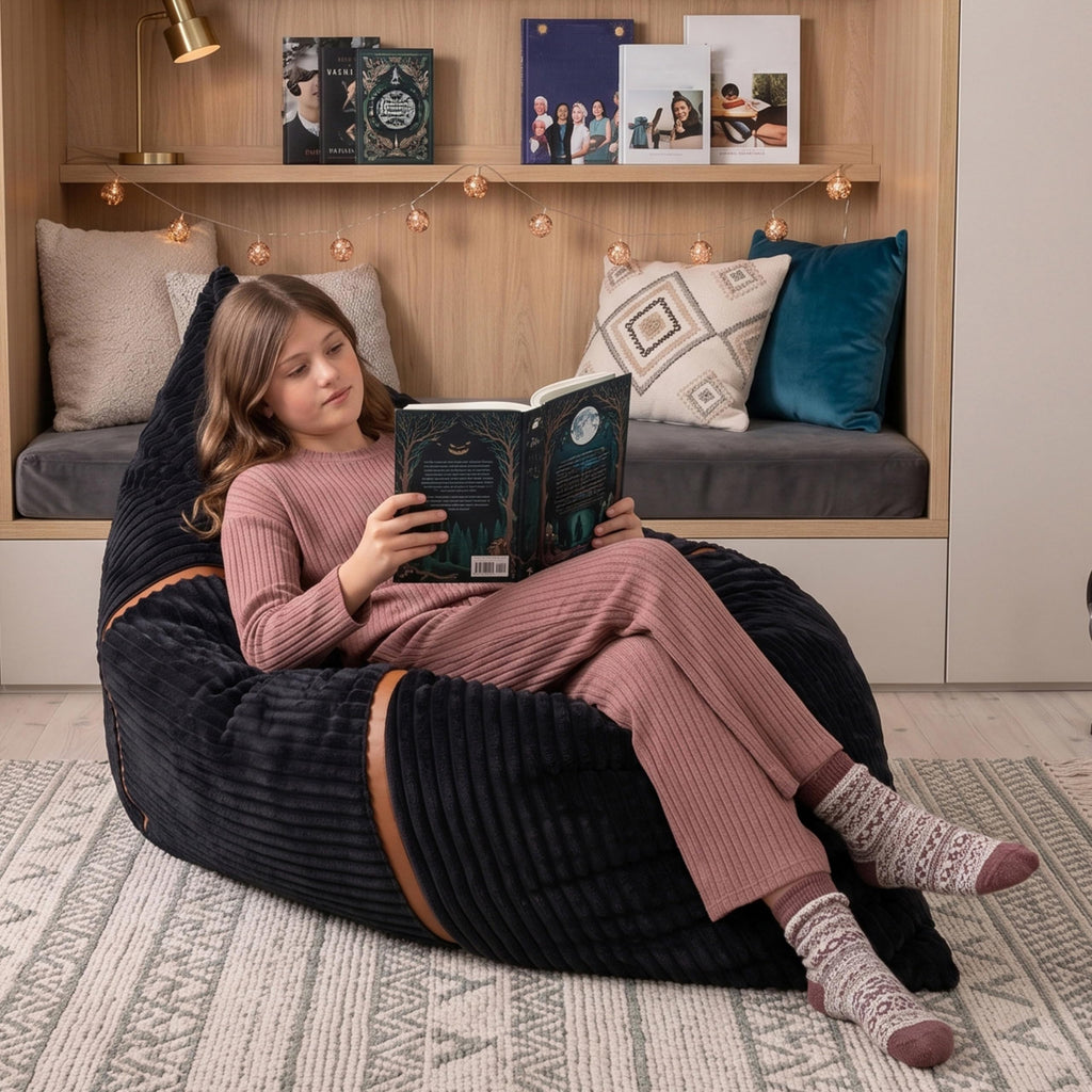 Big Joe Turnabout 3-in-1 Convertible Kids Bean Bag Chair, Midnight Blue