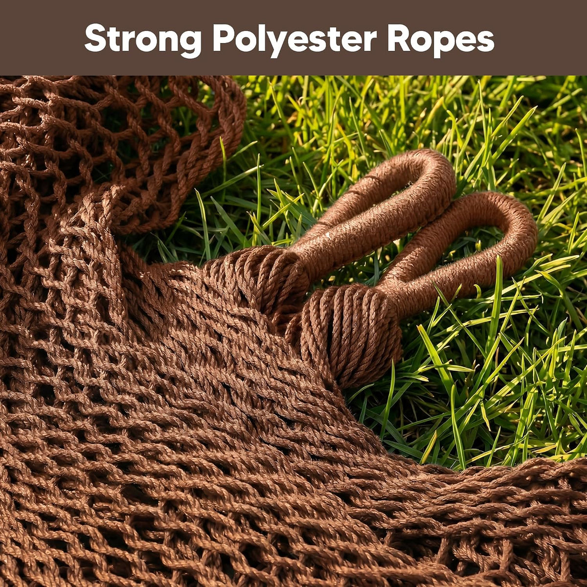 SUNCREAT Hammocks Backyard Rope Hammock, Brown