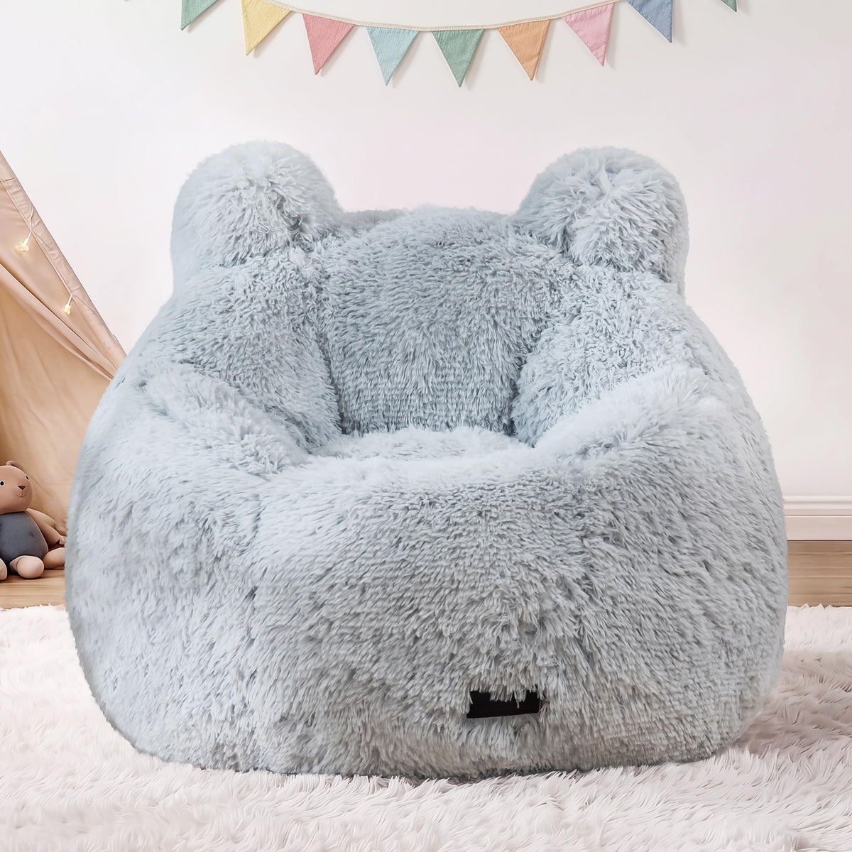 MAXYOYO Kids Bean Bag Chair, Cute Design Kids Floor Lounge Sofa, Black