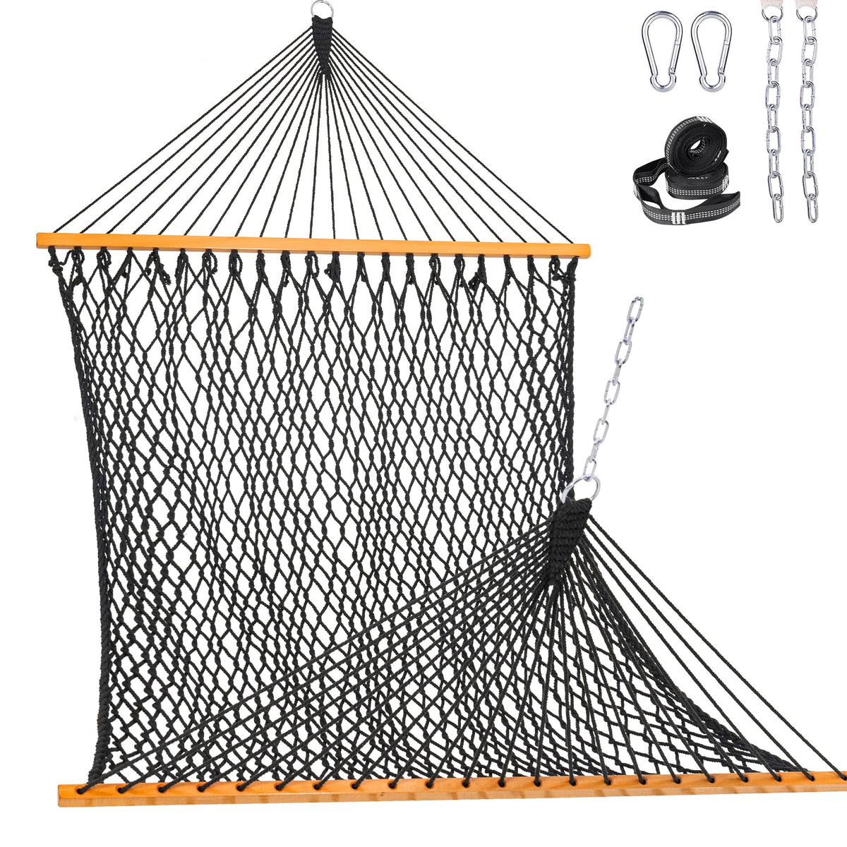 Lazy Daze Double Handwoven Rope Hammock for Outdoor Fits 12-13 Ft Stand