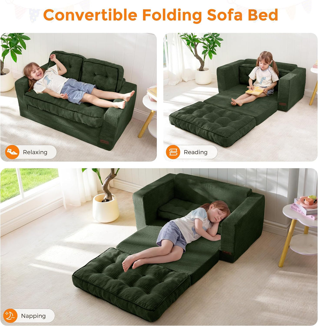 MAXYOYO Convertible Sofa Bed for Boys and Girls, Floor Kids Bean Bag Chair
