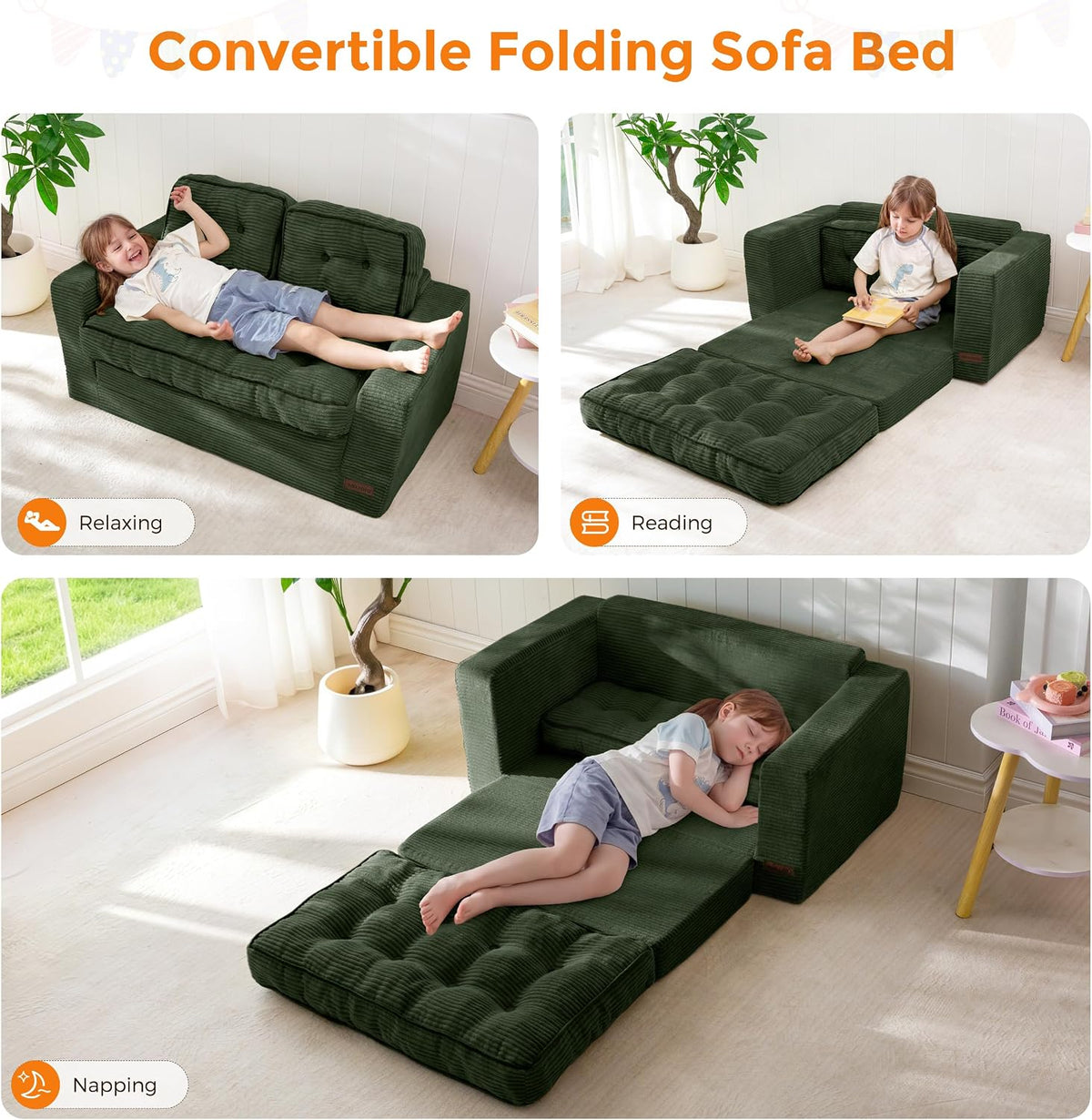 MAXYOYO Convertible Sofa Bed for Boys and Girls, Floor Kids Bean Bag Chair