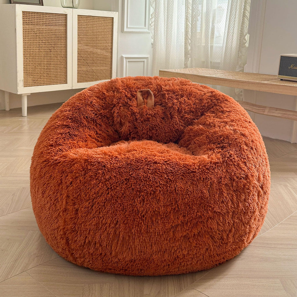 XeGe Kids Fluffy Faux Fur Bean Bag Chair Cover(No Filler), Rainbow