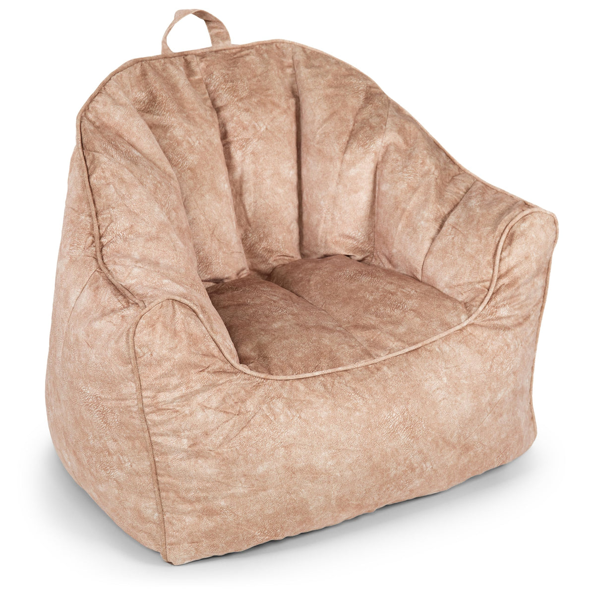 Big Joe Roma Kid's Bean Bag Chair, Oat Sherpa and Graphite, Vegan Suede, 2 Foot Lightweight Refillable Children's Seat