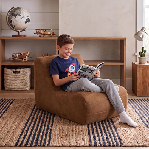 Big Joe Modora Kids Bean Bag Lounger, Chestnut Vegan Suede
