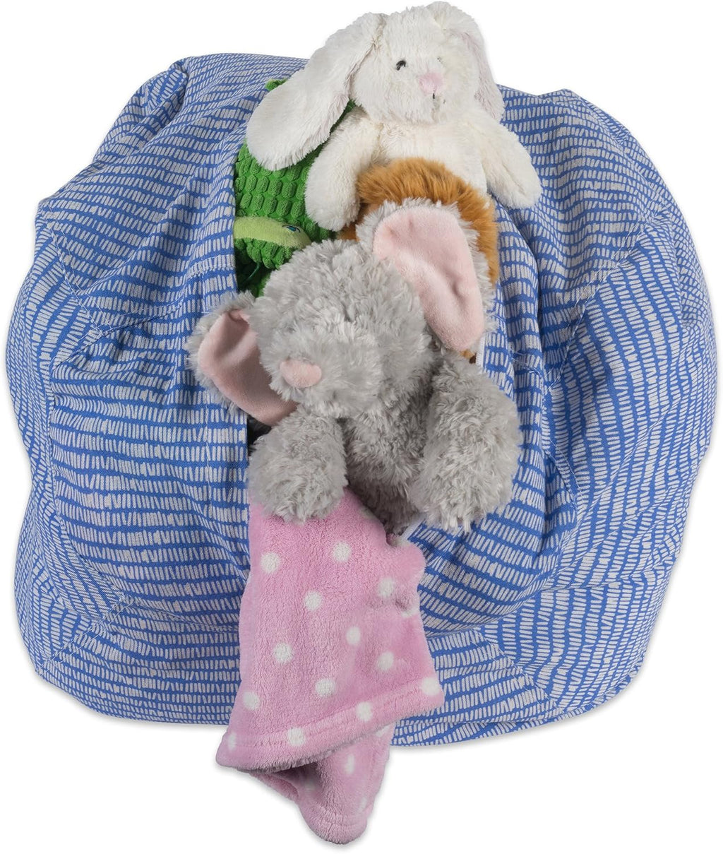 DII Keeping Score Stripes Print, Large Bean Bag Chair Cover for Kids & Stuffed Animal Storage, Bright Blue, One Size