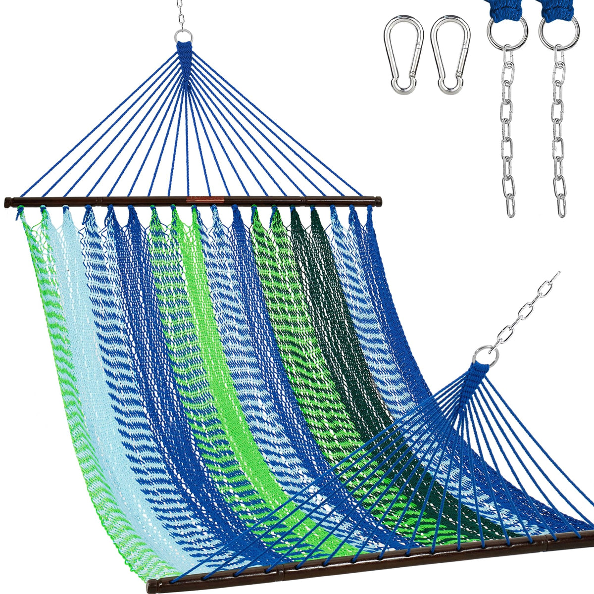 Lazy Daze 2 Person Caribbean Rope Hammock, Handwoven Double Hammock