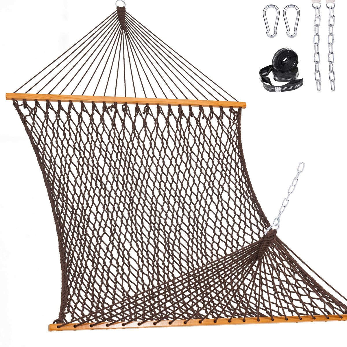Lazy Daze Double Handwoven Rope Hammock for Outdoor Fits 12-13 Ft Stand