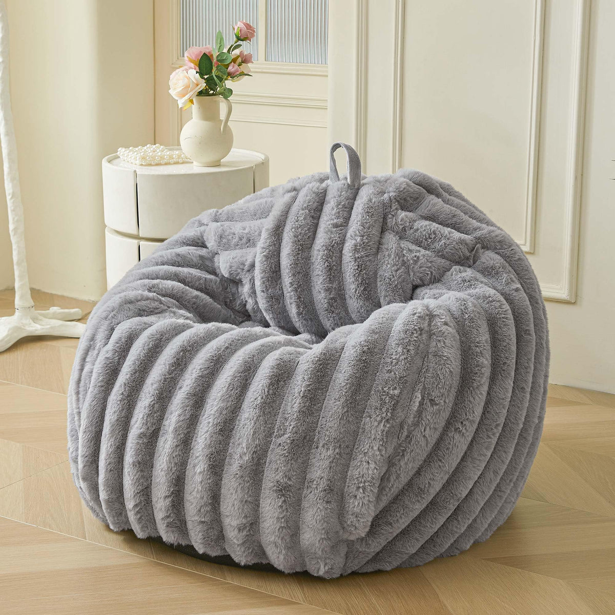 MEGO Kids Fluffy Faux Rabbit Fur Bean Bag Cover, No Filler, Burnt Orange