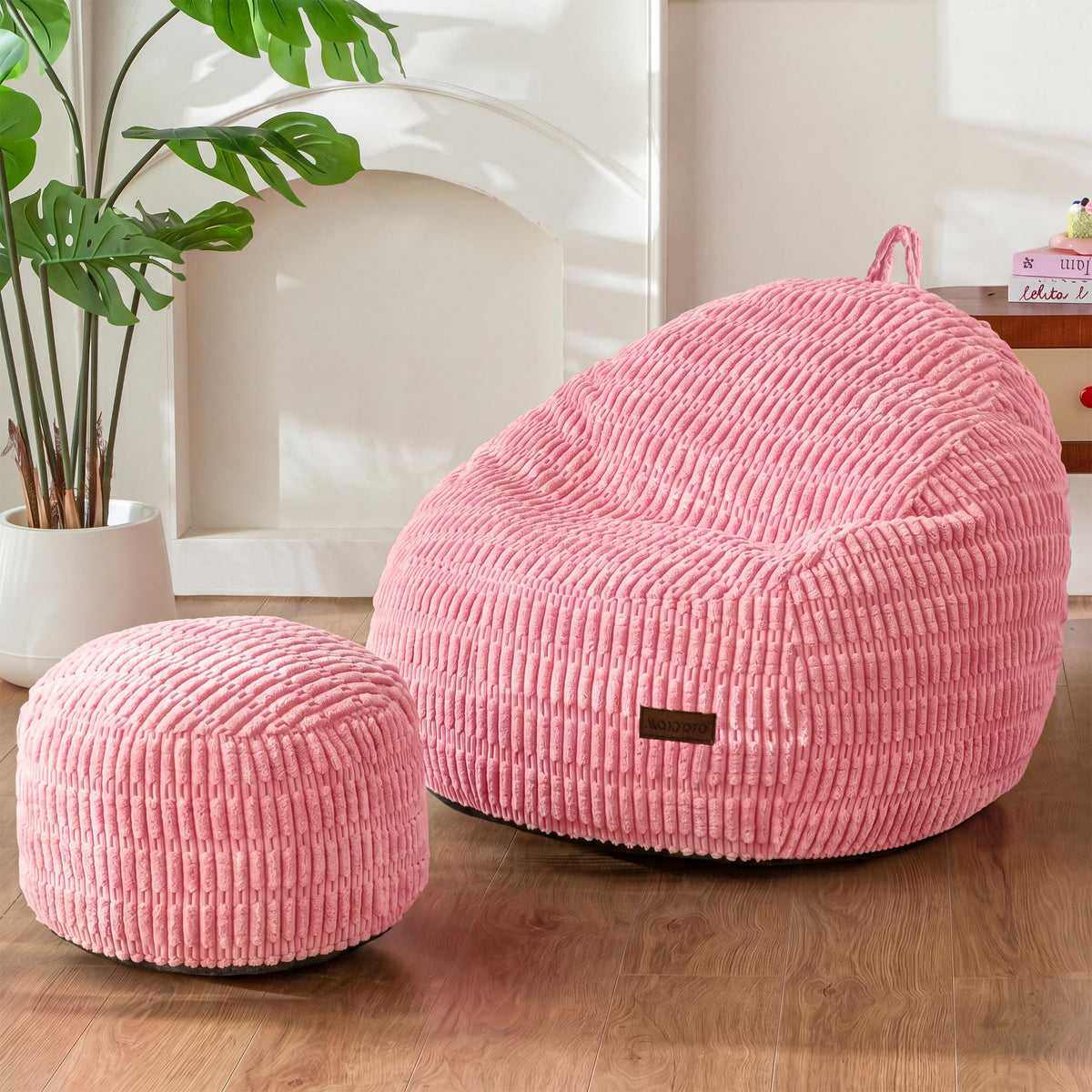 MAXYOYO Kids Bean Bag Chair with Ottoman, Handle, 31.5 x 23.6 in