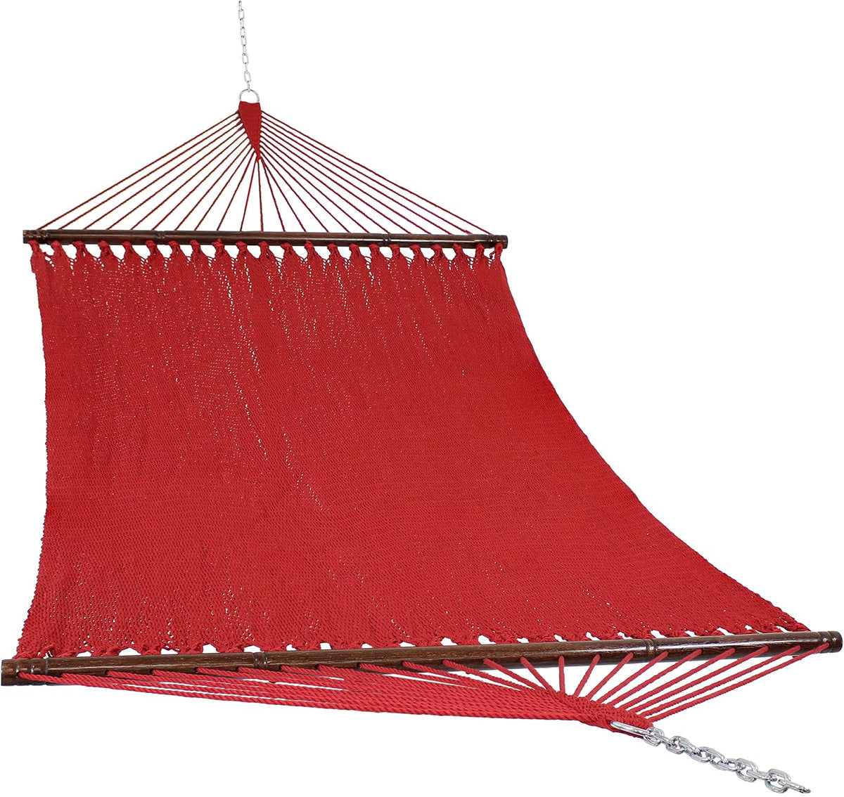 Sunnydaze 75" x 55" Bed, Heavy-Duty Double Rope Hammock for Outside, Red