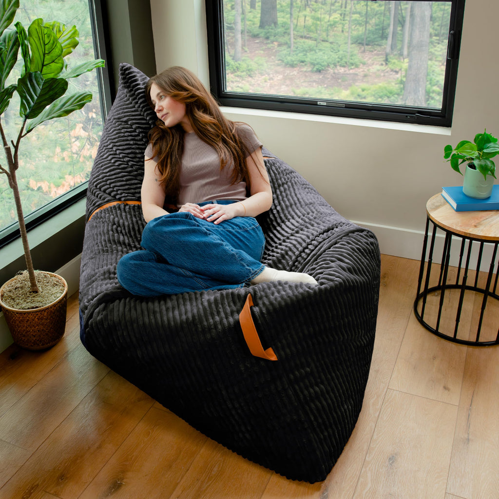 Big Joe Turnabout 3-in-1 Convertible Kids Bean Bag Chair, Midnight Blue