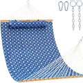 Lazy Daze 12FT Double Quilted Hammock for Outside with Pillow, Floral Auqa
