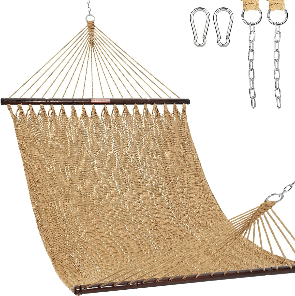 Lazy Daze 2 Person Caribbean Rope Hammock, Handwoven Double Hammock