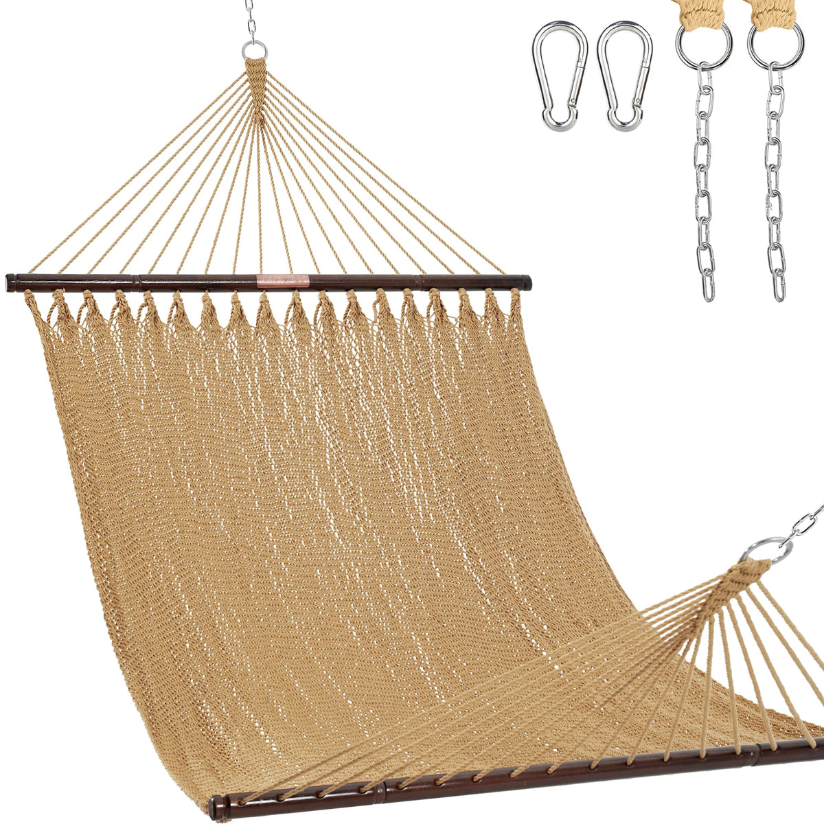 Lazy Daze 2 Person Caribbean Rope Hammock, Handwoven Double Hammock